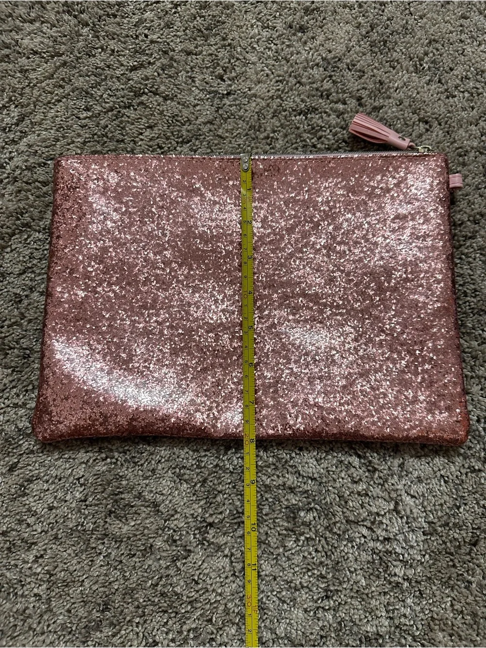 Source Unknown Rose Pink Glitter Zip Clutch